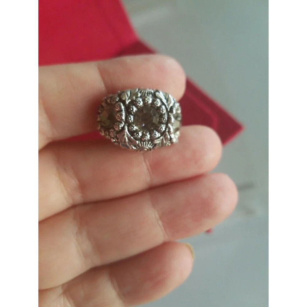 RARE VINTAGE CLEAR CRYSTAL CUFFLINKS SILVER TONE MENS JEWELRY UNSIGNED